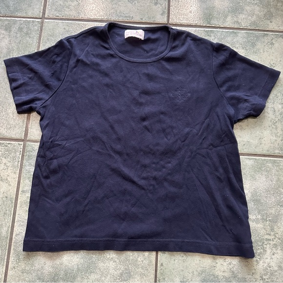 VTG 80s 90s Retro Navy Blue Short Sleeve T-shirt - Picture 1 of 7